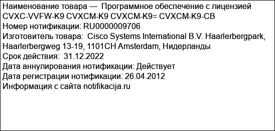 Программное обеспечение с лицензией CVXC-VVFW-K9 CVXCM-K9 CVXCM-K9= CVXCM-K9-CB