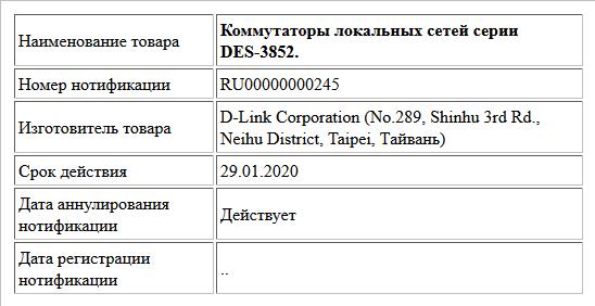 Коммутаторы локальных сетей серии DES-3852.