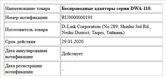 Беспроводные адаптеры серии DWA-110.