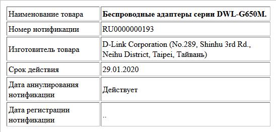 Беспроводные адаптеры серии DWL-G650M.
