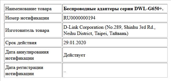 Беспроводные адаптеры серии DWL-G650+.