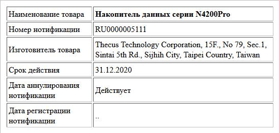 Накопитель данных серии N4200Pro