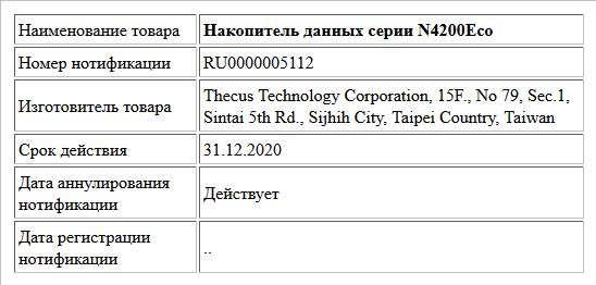 Накопитель данных серии N4200Eco