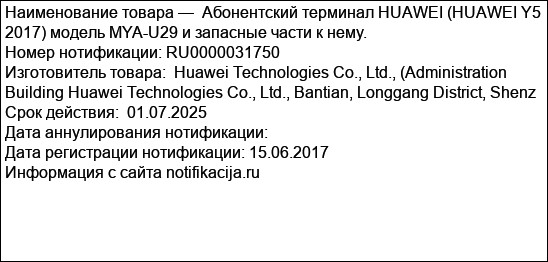 Абонентский терминал HUAWEI (HUAWEI Y5 2017) модель MYA-U29 и запасные части к нему.