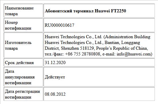 Абонентский терминал Huawei FT2250