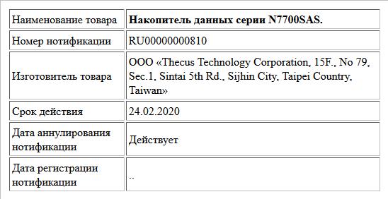 Накопитель данных серии N7700SAS.