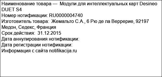 Модули для интеллектуальных карт Desineo DUET S4