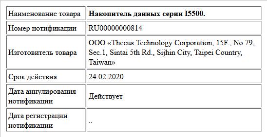 Накопитель данных серии I5500.