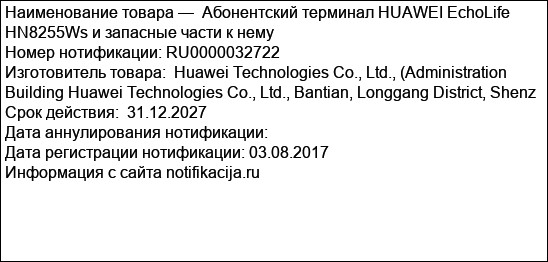 Абонентский терминал HUAWEI EchoLife HN8255Ws и запасные части к нему
