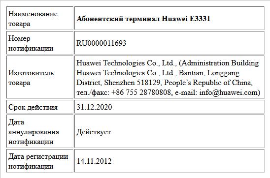 Абонентский терминал Huawei E3331